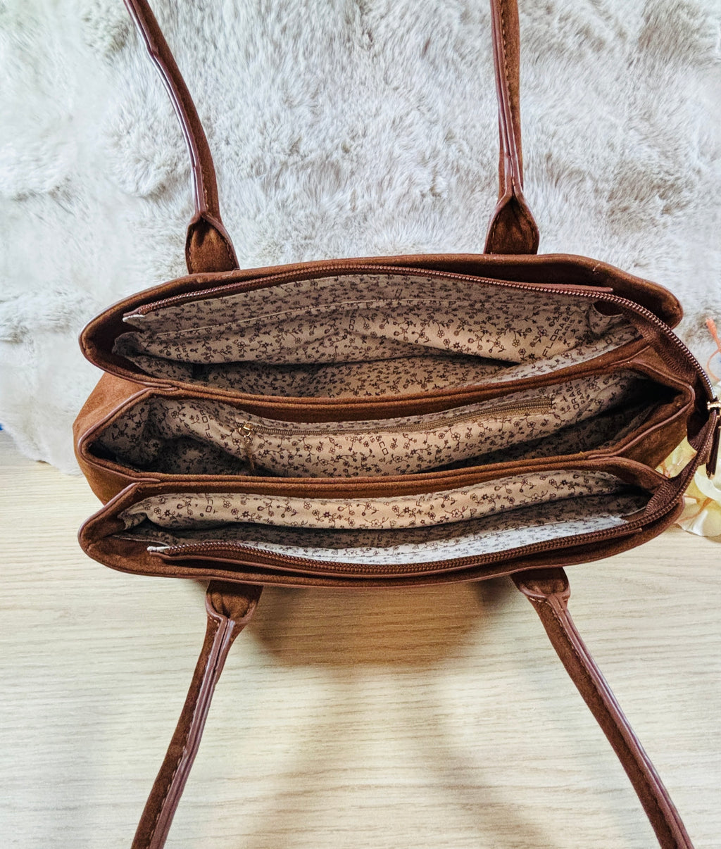 Sac camel suédine effet daim neuf bijou inclus