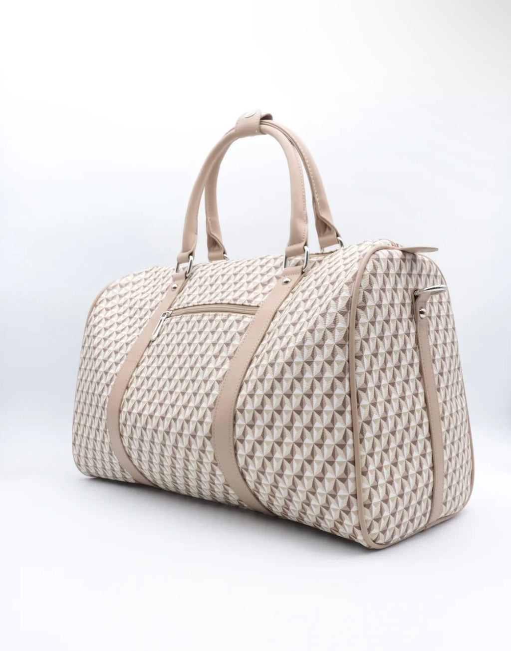 Sac de voyage  beige imprimé géométrique chic et pratique neuf avec étiquette