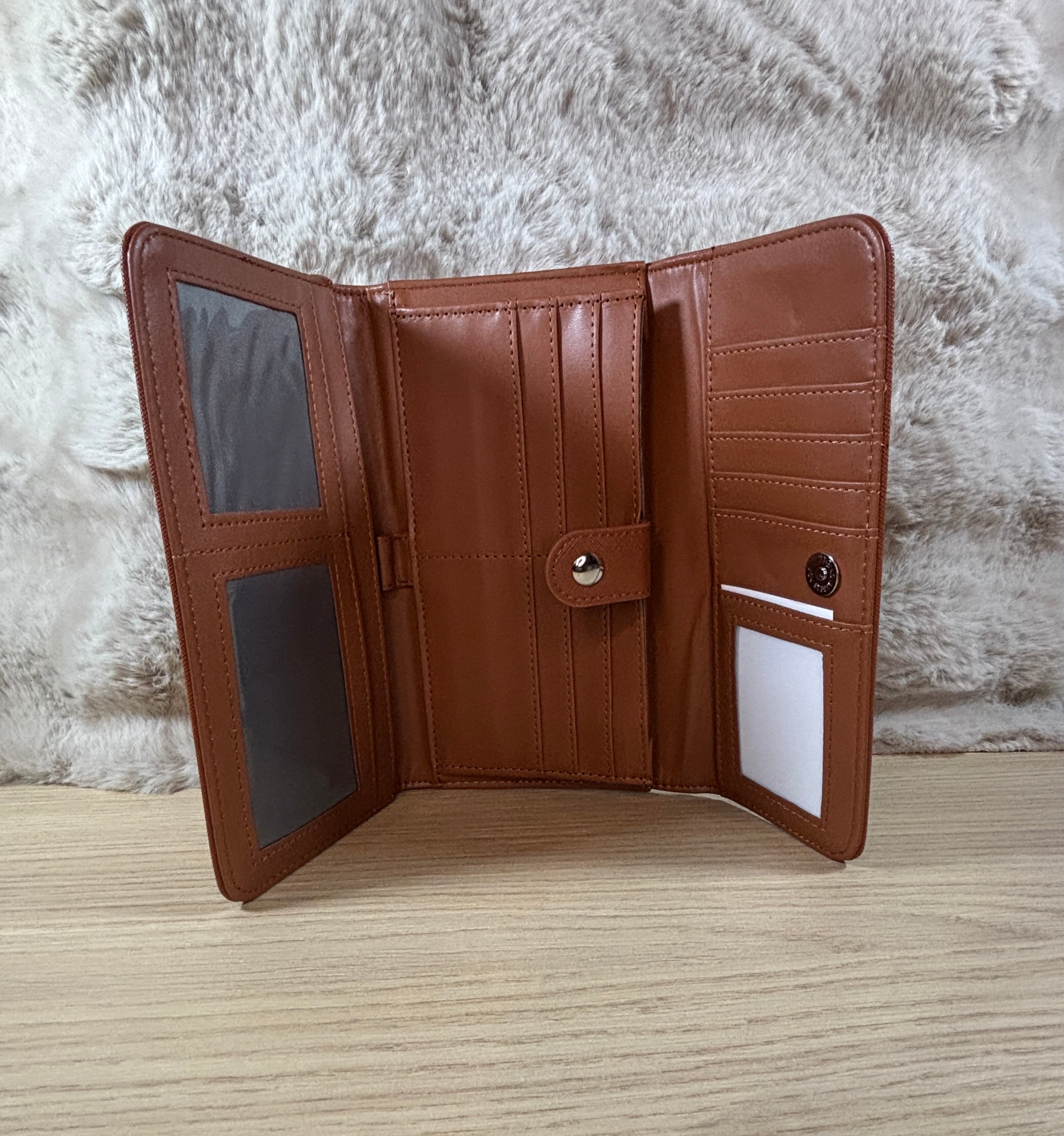 Portefeuille porte-chéquier marron pratique & élégant neuf