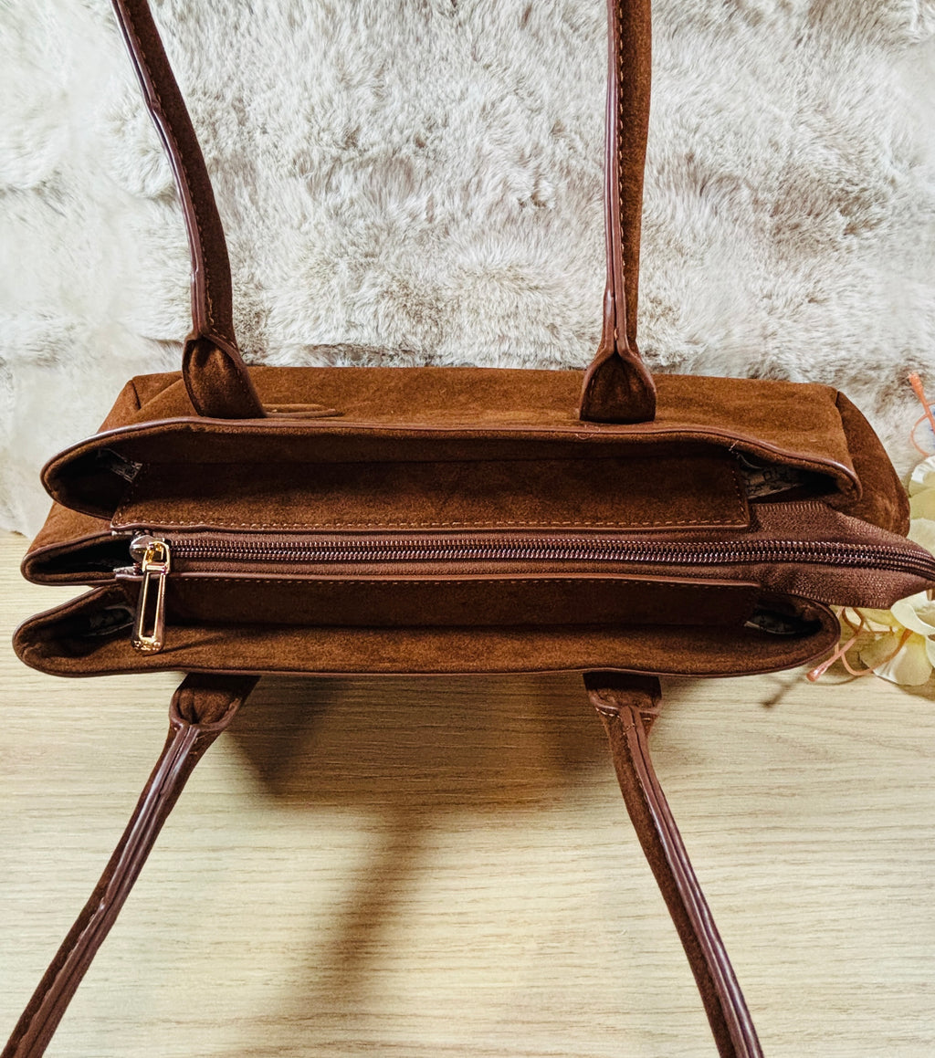 Sac camel suédine effet daim neuf bijou inclus