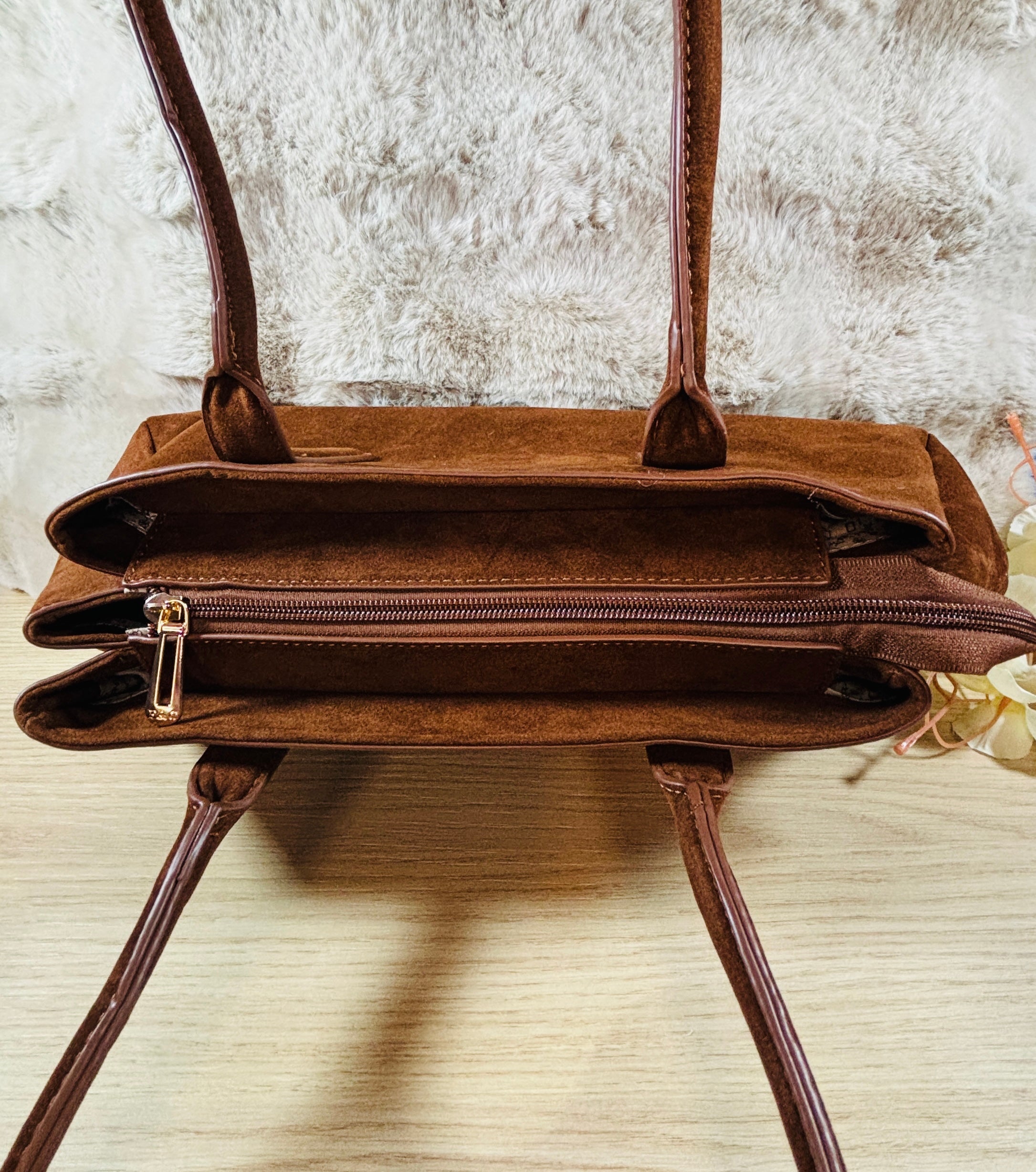 Sac camel suédine effet daim neuf bijou inclus