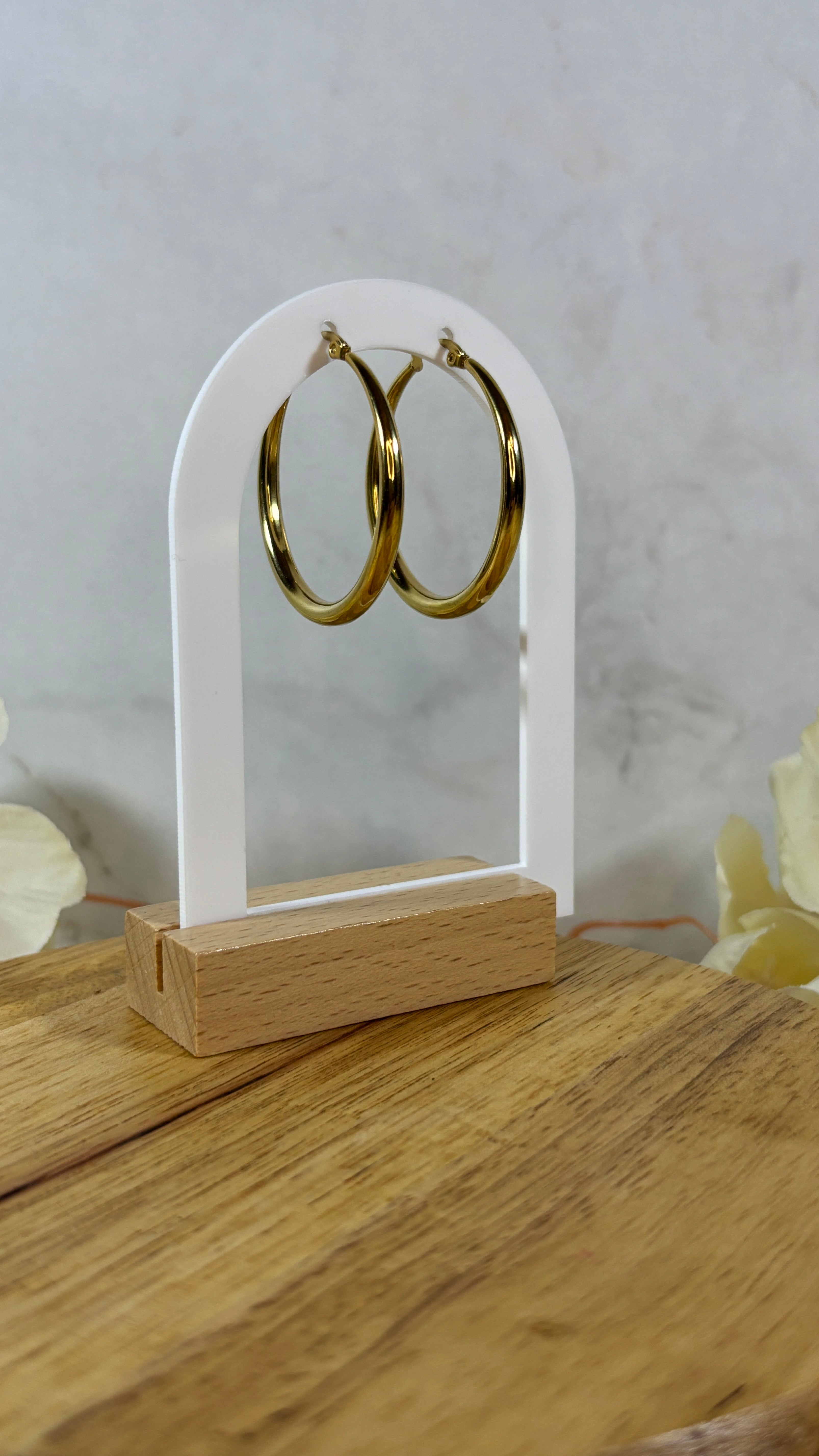 Créoles dorées en acier inoxydable 316 – boucles d’oreilles chic, intemporelles et hypoallergéniques