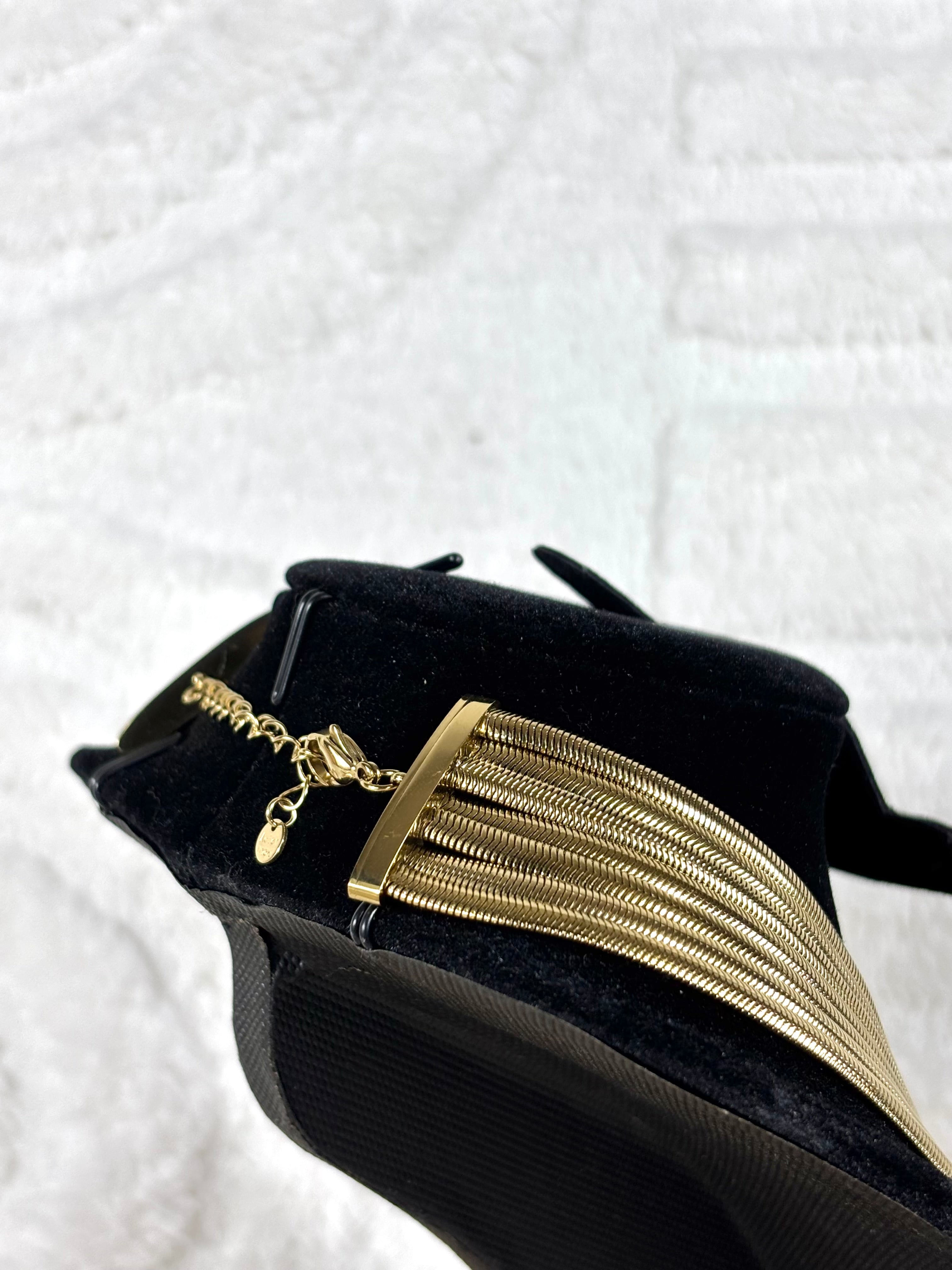 Parure bijoux acier inoxydable doré collier multi-rangs + créoles chic