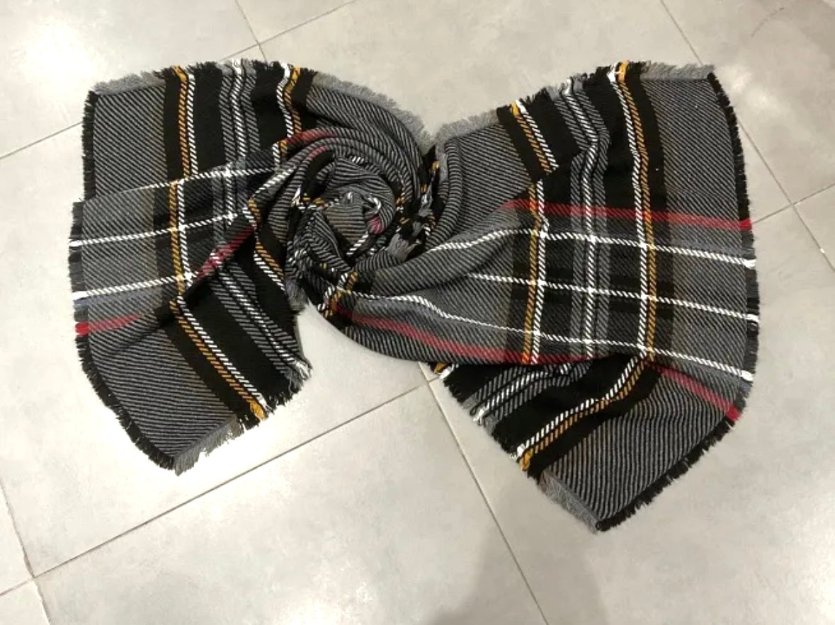 Écharpe tartan grise premium – Douce, chaude & élégante