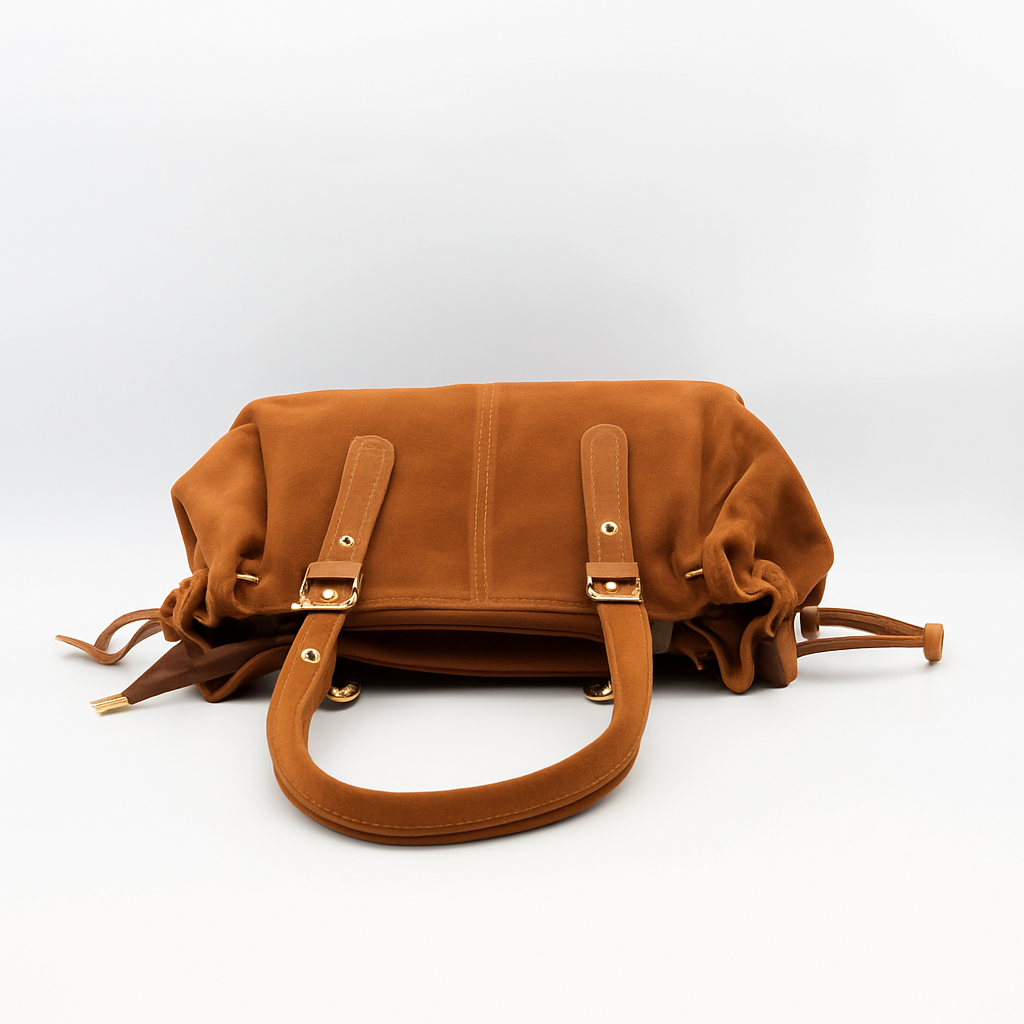 Sac camel suédine chic multi-poches idée cadeau neuf miniprix