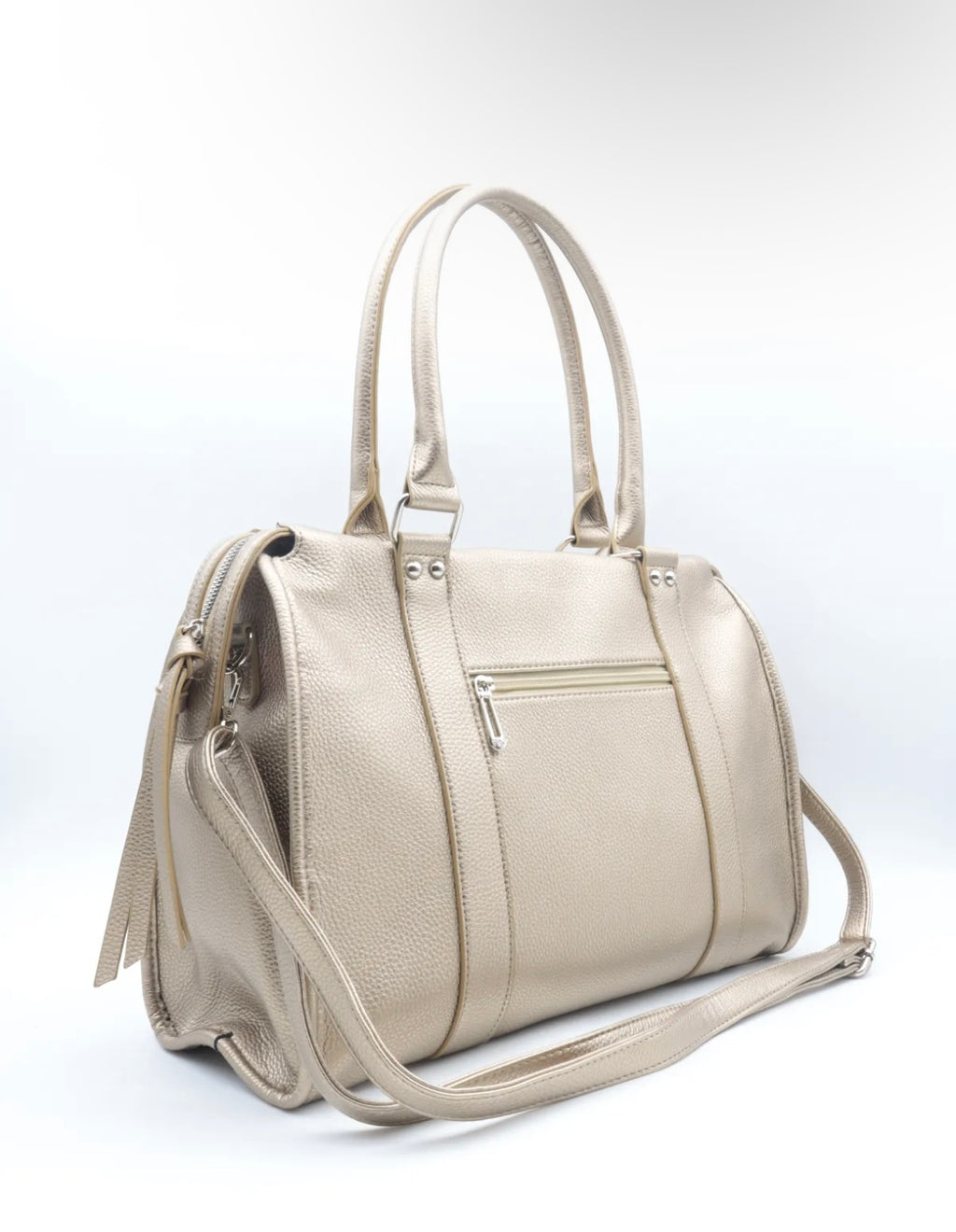Sac cabas taupe métal Flora & Co Elona – grand format A4, neuf ✨